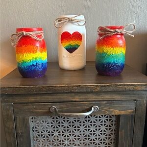 Hand Painted Pride Mason Jars